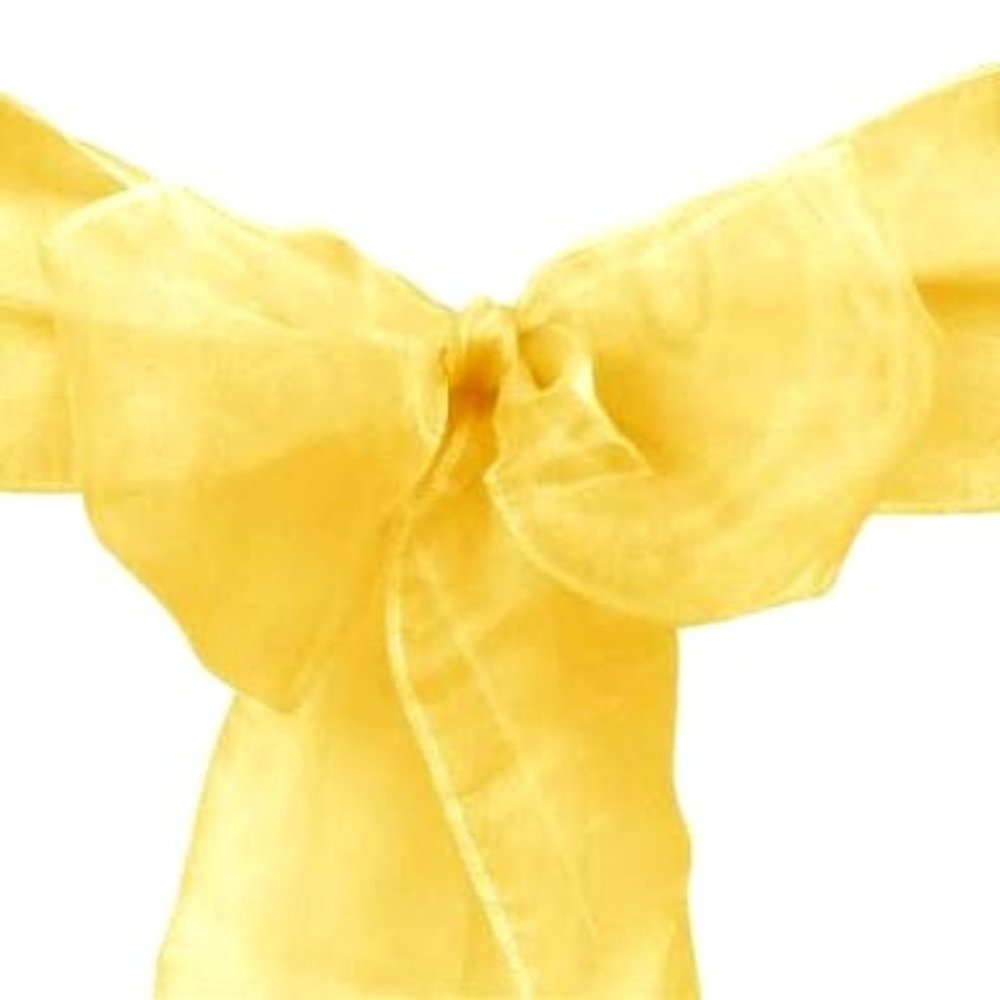 LINENTABLECLOTH Organza Sash (10-Piece) Gold
